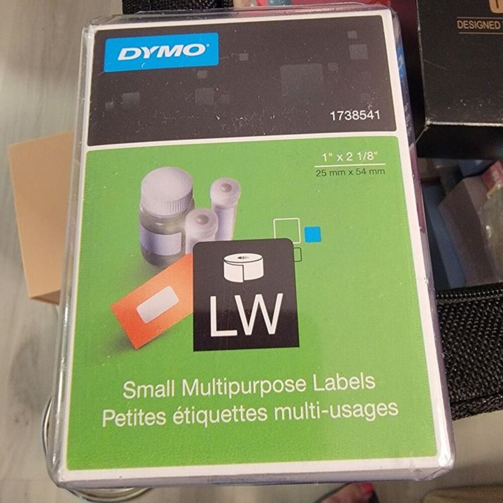 DYMO 1738541 LW Small Labels, 1" x 2-1/8", White, Self-Adhesive, Roll of 500 NIB